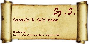 Szoták Sándor névjegykártya
