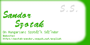 sandor szotak business card